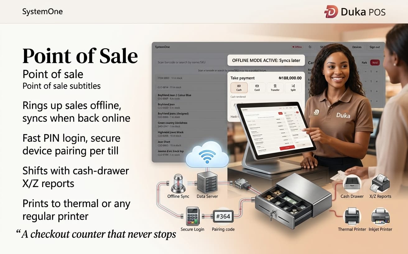 Destoh POS ringing up an in-store sale with a live cart